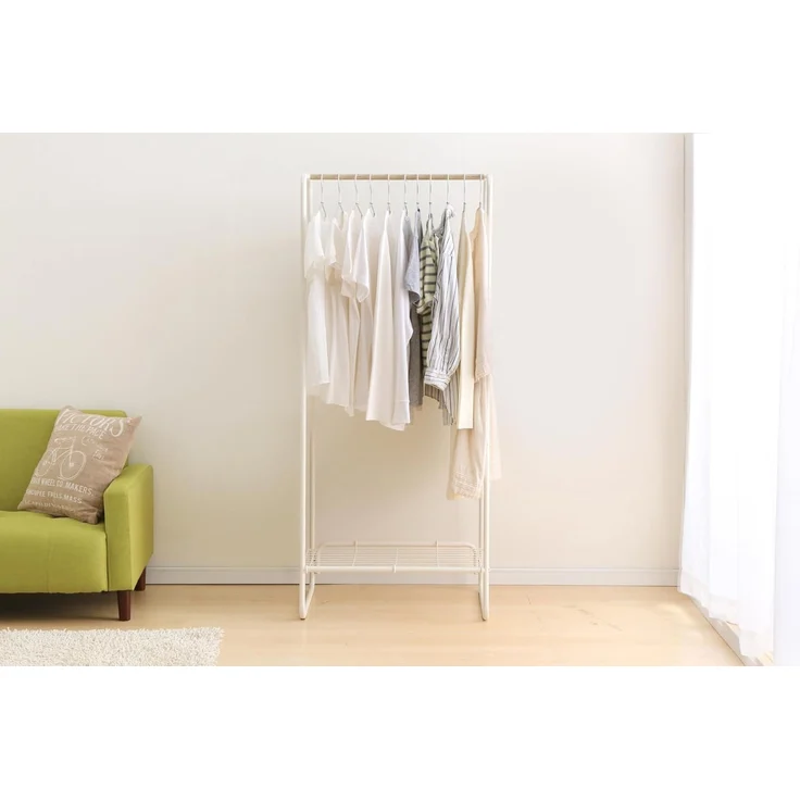 Iris Ohyama Kleiderständer mit Drahtregal, 1 Ebene, Weiß, Modernes Design, Robuster Rahmen, Rutschfest, Für Schlafzimmer, Studio, Schrank, Kleidung & Schuhe, Wäscheständer, Einfacher Aufbau, PI-B5M – Bild 2