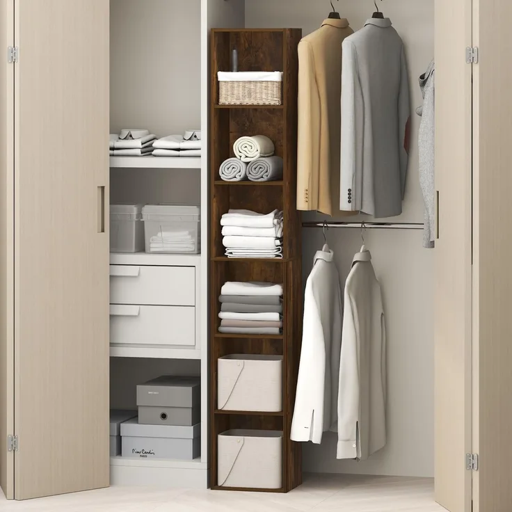 Furinno Cubicle 6-stufiges Schranksystem mit Aufbewahrungsmöglichkeiten, Schrankorganizer, offene Regale für Kleiderschrank, Schlafzimmer, Wohnzimmer, Amber Pine