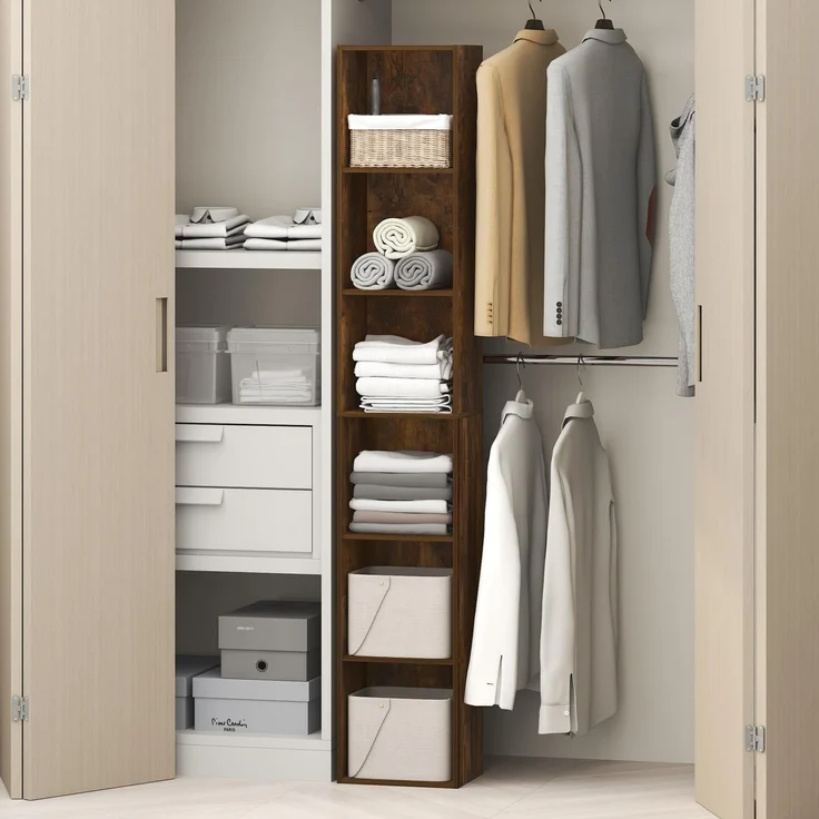 Furinno Cubicle 6-stufiges Schranksystem mit Aufbewahrungsmöglichkeiten, Schrankorganizer, offene Regale für Kleiderschrank, Schlafzimmer, Wohnzimmer, Amber Pine