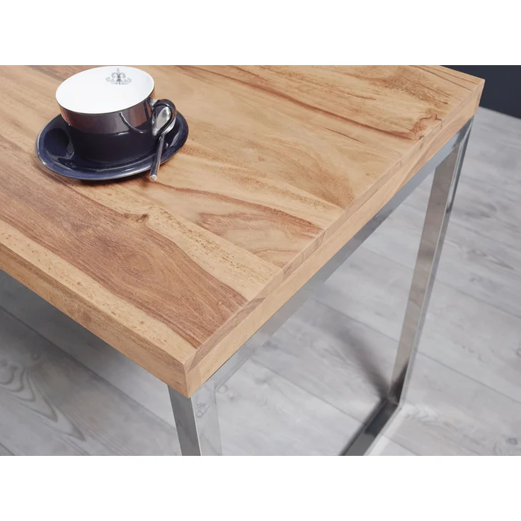 Schreibtisch GUNA 120x60cm Akazie Massivholz Metallbeine Landhausstil Dunkelbraun – Bild 9