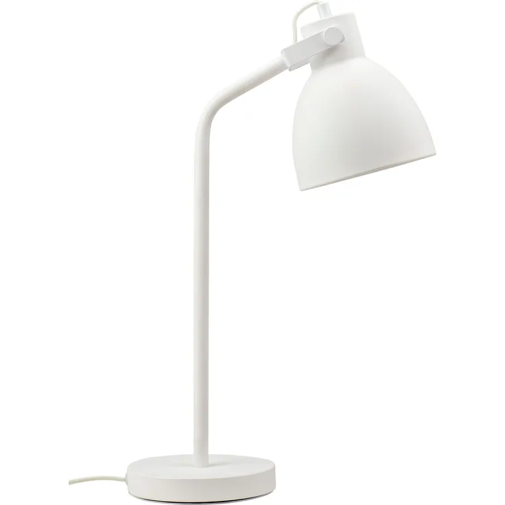 Dyberg Larsen Coast Tischlampe, weiße LED Nachttischleuchte für Schreibtisch und Lesebereich, E27