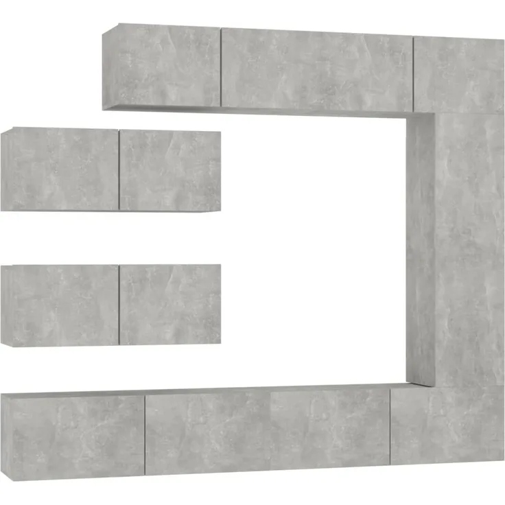 vidaXL 7-tlg. TV-Schrank-Set Betongrau Holzwerkstoff 3114561