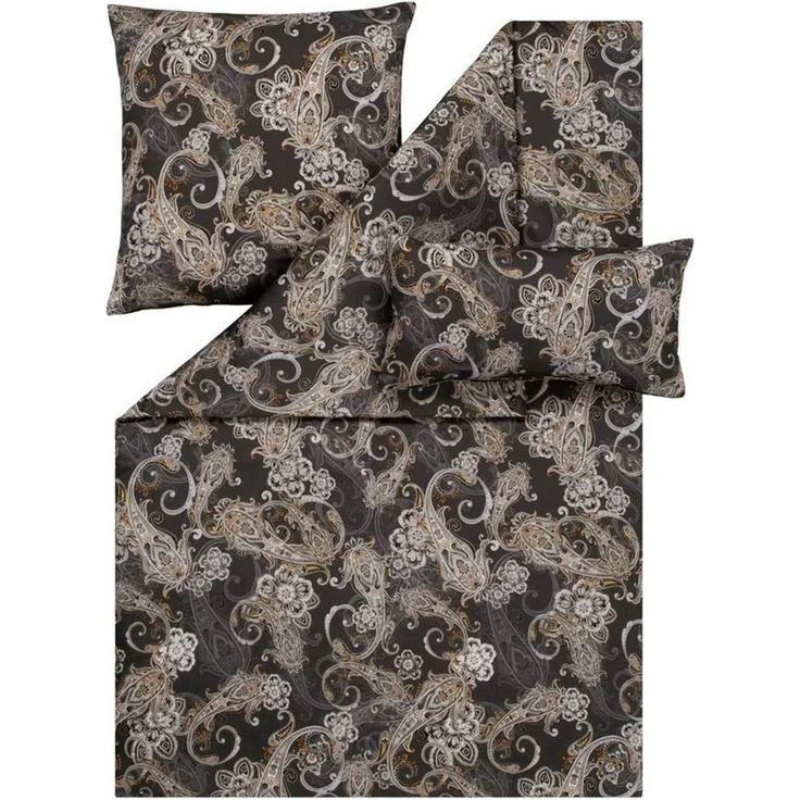 Estella Bettwäsche Estella Mako Jersey Bettwäsche 135x200 Charlotte graphit Paisley grau, Mako-Jersey, 2 teilig, für Sommer und Winter – Bild 1