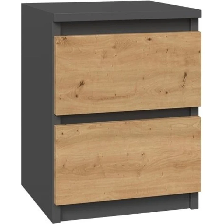 Home Collective Nachttisch Nachtschrank mit 2 Schubladen Beistelltisch klein schmal 30x30x40 cm, Holzwerkstoff Anthrazit Artisan – Bild 3