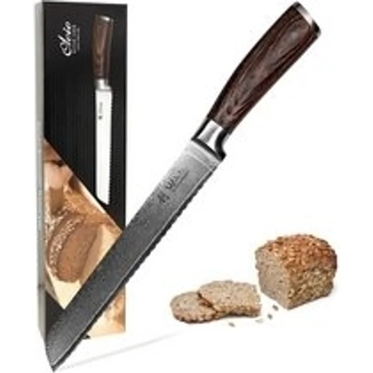 Wakoli Brotmesser EDIB Damastmesser Brotmesser I 20 cm Klinge I Pakkaholzgriff, VG10 Kern, 67 Lagen Damaststahl, Pakkaholzgriff, inkl. Geschenkbox – Bild 6