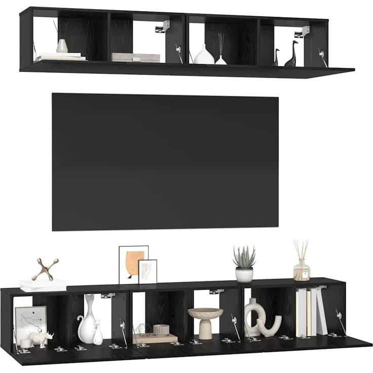 vidaXL TV-Schrankset 5 pcs Schwarz Eichen-Optik Holzwerkstoff 3393406 – Bild 2