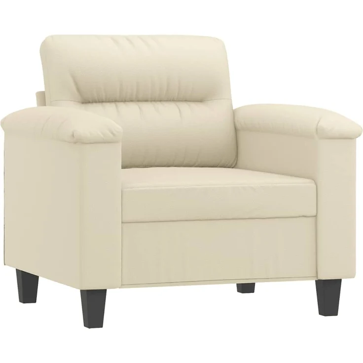 vidaXL Sessel mit Hocker Creme 60 cm Kunstleder 3201238 – Bild 3