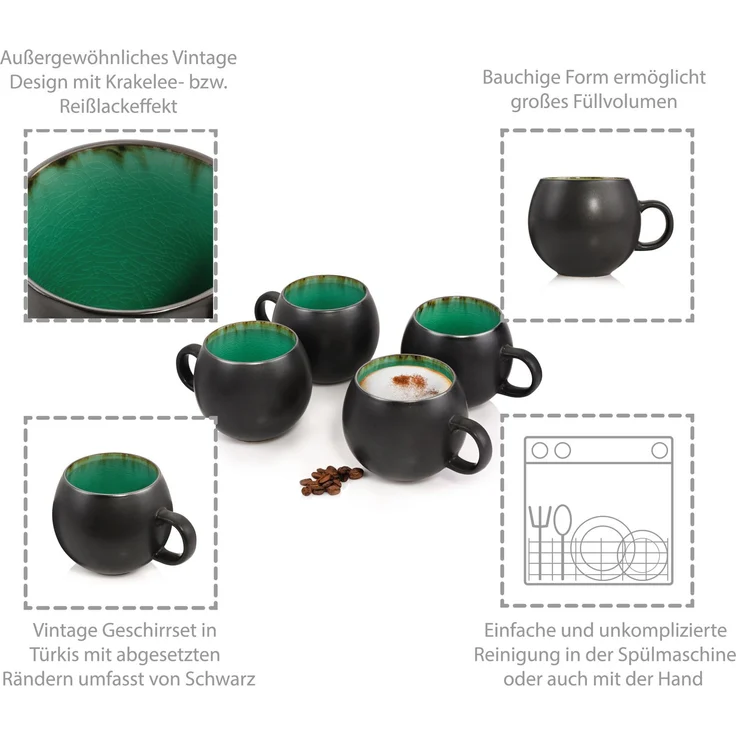 SÄNGER Cappuccinotassen Set Palm Beach 4 teilig – Bild 5