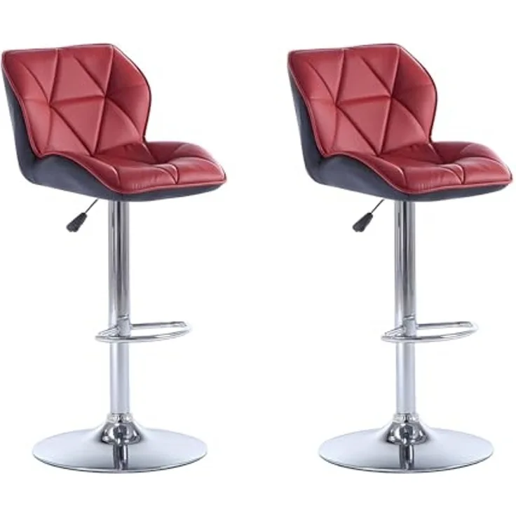 Barhocker 2er-Set CALVIN - Höhenverstellbar - Rot