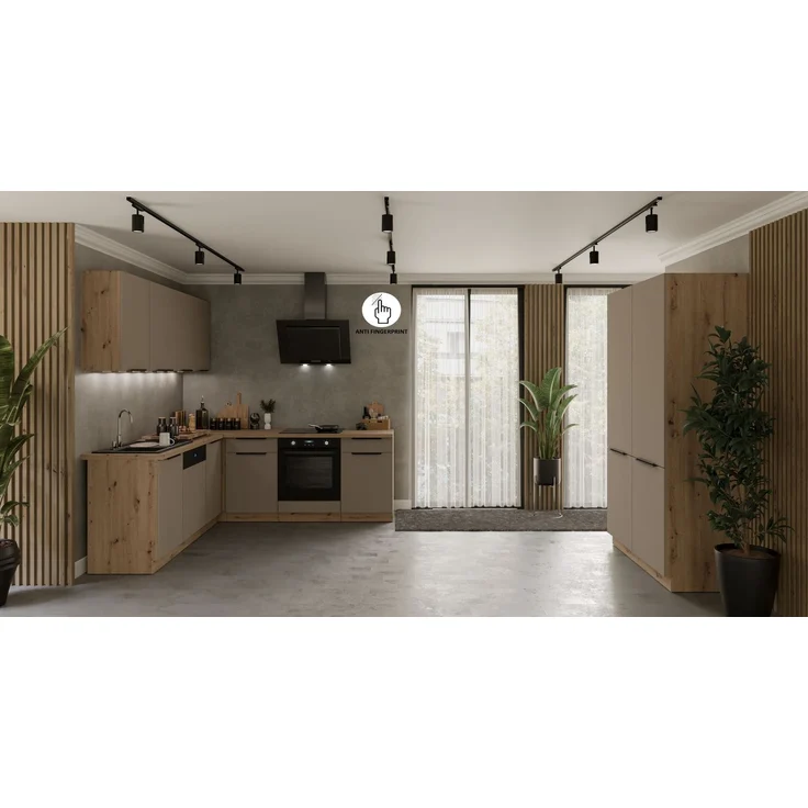 Winkelküche ARIA K-AR ECKE 1 - 215 x 220 + 120 cm Anti Fingerprint Küchenzeile Küchenblock Singleküche Einbauküche Küche Eckküche – Bild 1
