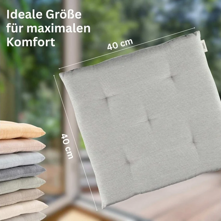 Esprit Stuhlkissen NEEDLESTRIPE Sitzkissen, 40 x 40 cm - 4er Set in Grau – Bild 4