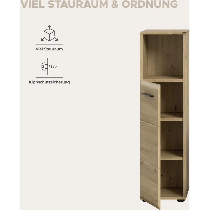 Standschrank hoch (B/H/T: 30x110x30 cm) in Artisan Oak Nachbildung und Artisan Oak Nachbildung – Bild 8