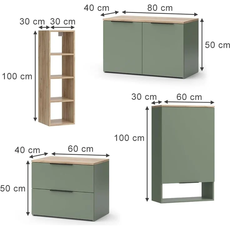Wohnwand Wido Grün 5 Teile Vicco – Bild 3