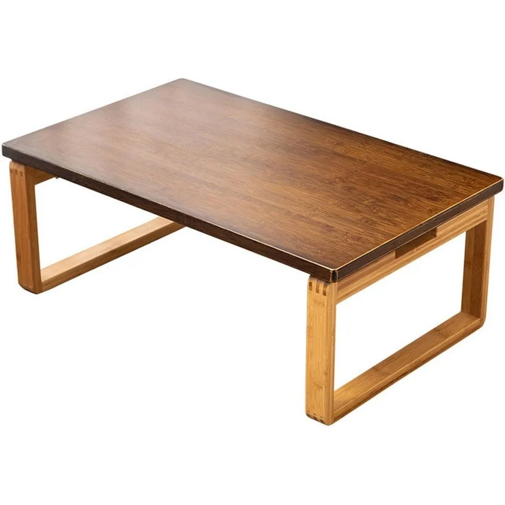 TUWENA Couchtisch Klappbarer Couchtisch Beistelltisch aus Bambus Niedriger Kaffeetisch, Retro Tatami End Tische für Fenster, Tatami, Outdoor, Bett, 80 x 50 cm – Bild 1