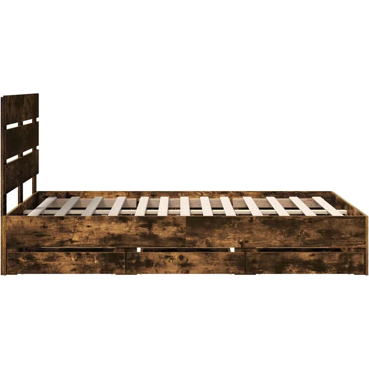 vidaXL Bettrahmen Räuchereiche 135 x 190 cm Ingenieurs Holz 3411841 – Bild 9