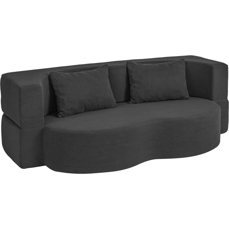 SoBuy FST101-SCH Schlafcouch, Wohnlandschaft, Ausziehcouch, Textile, Schwarz, 177 x 32 x 107 cm