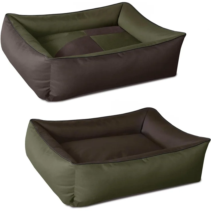 BedDog 2in1 Hundebett MAX QUATTRO, großes Hundekörbchen aus Cordura, waschbares Hundebett mit Rand, Hundesofa (XXXL) ca. 150x110x28cm, MYSTIC (grün/braun) – Bild 1