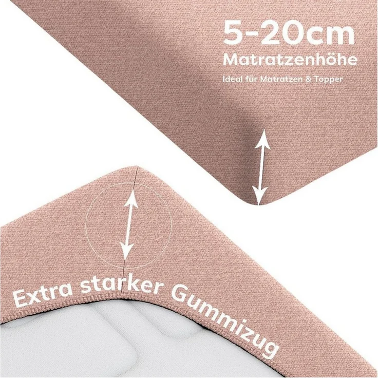 Wolkenfeld Spannbettlaken 100% Baumwolle - Superweiches Bettlaken für Matratzen von 5 bis 20cm, Jersey, Gummizug: rundum, (1 Stück), Rutschfest & Blickdicht - 90x200, 140x200, 160x200, 180x200 200x200 – Bild 3