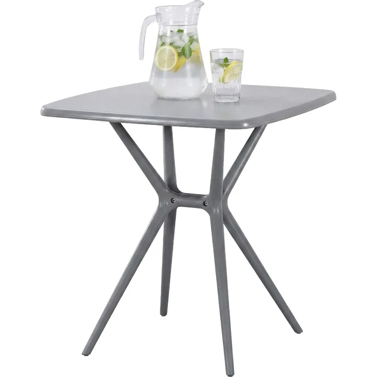 CLP Gartentisch Becky eckig 72 x 72 cm wetterfest winterfest UV-beständig,grau