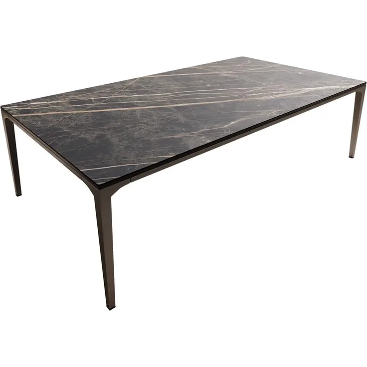 Couchtisch Levente 110x60 cm Keramik Laminam® Noir Desir Braun Gestell Metall Effektfinish Titan