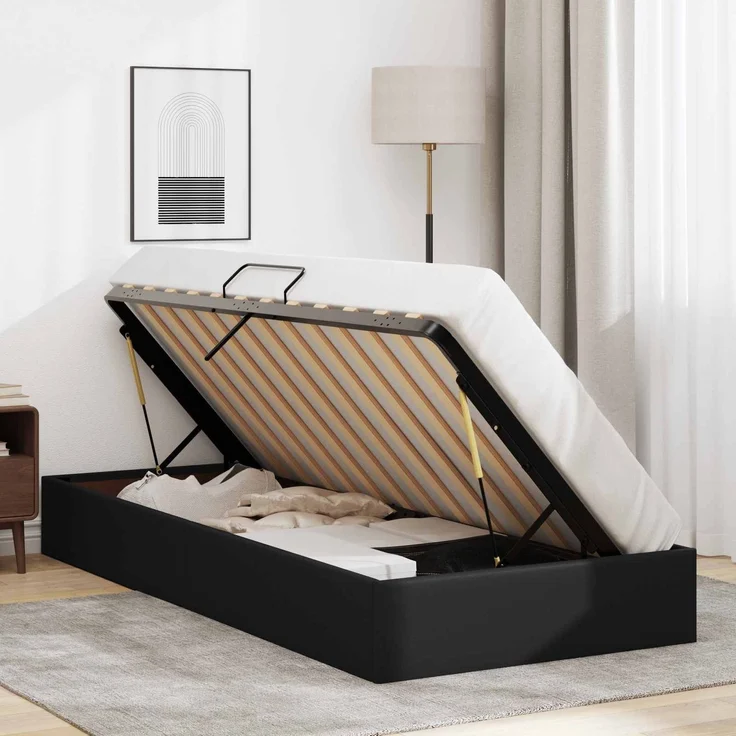 vidaXL Ottoman Bettgestell Schwarz 90 x 200 cm Kunstleder 3442754 – Bild 4
