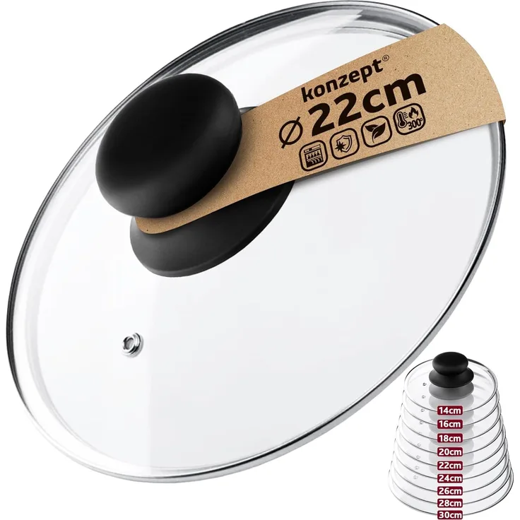 KONZEPT Topfdeckel Topfdeckel aus Glas Verschiedene Durchmesser, Ø 14 - 30 cm, Dampfauslass, spülmaschinengeeignet