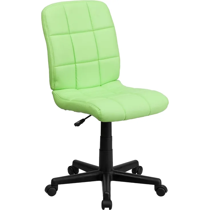 Flash Furniture Bürostuhl mit mittlerer Rückenlehne, gesteppt, Vinyl, drehbar, Stahl, Grün, 58,42 x 55,88 x 22,86 cm