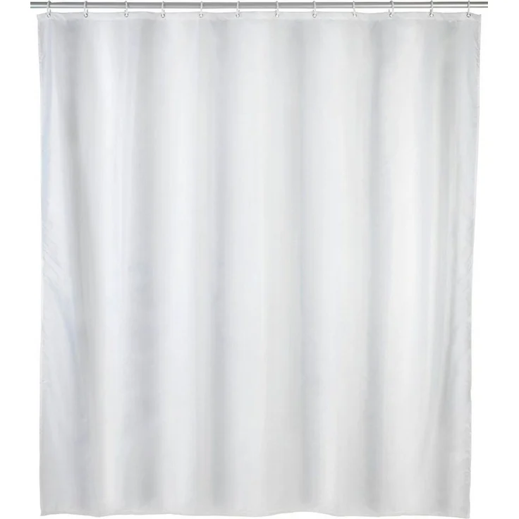 WENKO UNI Duschvorhang 120 x 200 cm, Weiß, Polyester, waschbar – Bild 1