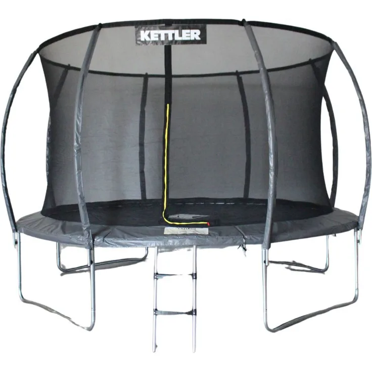 KETTLER Outdoor Trampolin JUMP 365, graues Sicherheits-Trampolin mit stabilem Stahlrahmen und Sicherheitsnetz, max. Benutzergewicht 150 kg