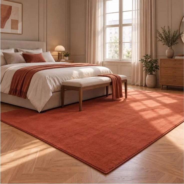 Vimoda Teppich Cozy Kurzflor Teppich – Angenehm warm & weich, waschbar & rutschfest, Rechteck, Höhe: 10 mm, Fellteppich Uni, Wohnzimmer, Schlafzimmer, kinderzimmer – Bild 4