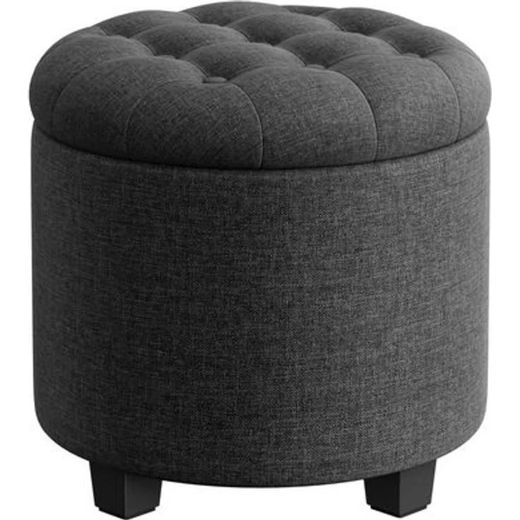 SONGMICS Sitzhocker rund, Fußhocker mit Stauraum, Schminkhocker mit Beinen, 45 cm d, 44,5 cm H, bis 150 kg belastbar, für Wohnzimmer Schlafzimmer, dunkelgrau LOMDE011G01V1 – Bild 1