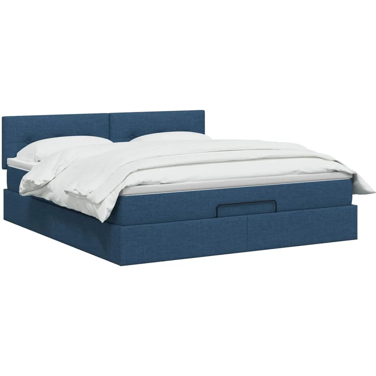 vidaXL Ottoman Bett mit Matratze mit Kopfteil Blau 160 x 200 cm Stoff 3456343 – Bild 3