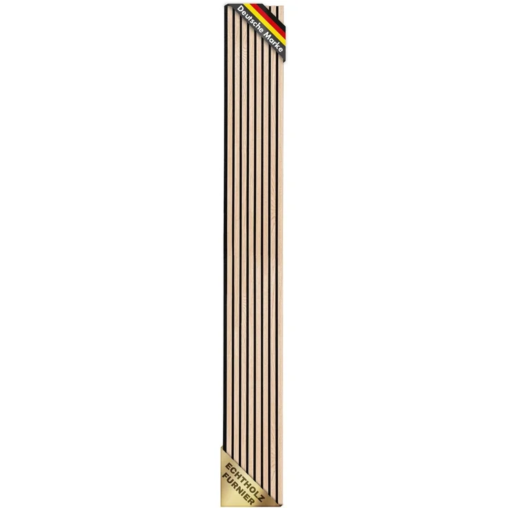 KARAT Akustikpaneele - Wandpaneele mit Echtholzfurnier für eine angenehme Raumakustik - Lamellenwand Holz und Filz - Wandverkleidung als Schallschutz, Schalldämmung (White Oak, 275 x 27 cm)