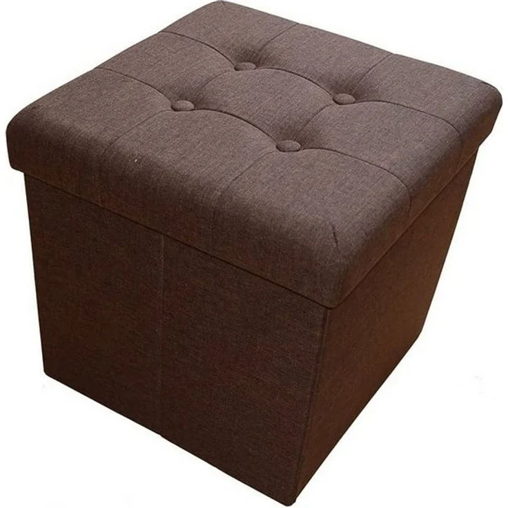 Natsen Sitzhocker mit Stauraum faltbare Sitzwürfel (Sitztruhe aus Leinen, 38 * 38 * 38 cm Dark brown), gepolstert Sitzbank Fußhocker für Wohnzimmer Schlafzimmer – Bild 4