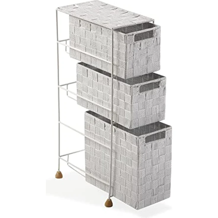 Versa Mannheim Möbel für das Bad, Schubladeneinheit mit 3 Schubladen zum Organisieren, Moderne und unterhaltsame Aufbewahrung, Maßnahmen (H x L x B) 57 x 28 x 15,5 cm, Nylon, Farbe: Weiß – Bild 3