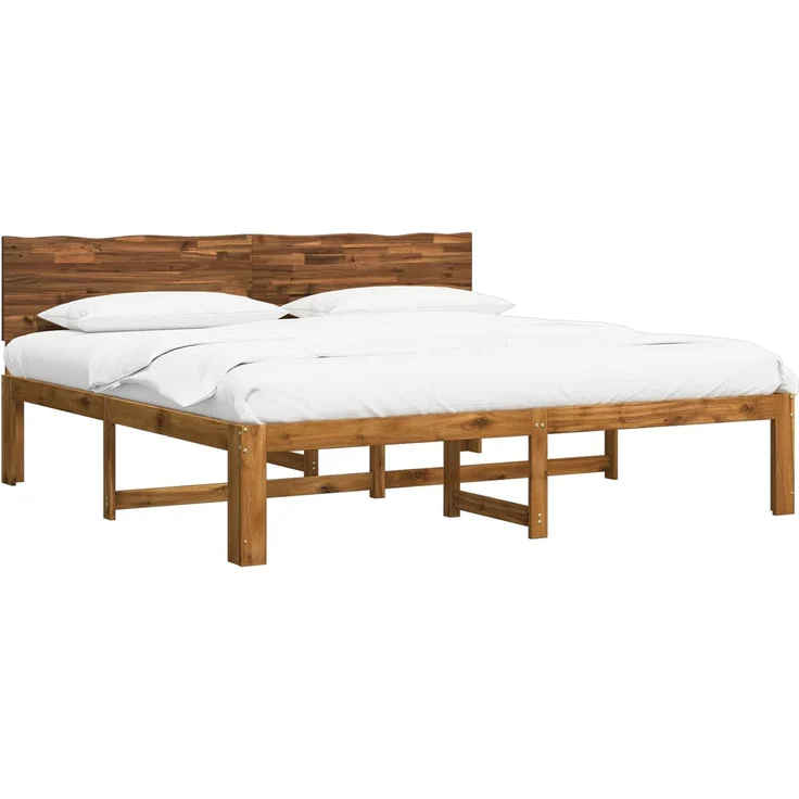 vidaXL Doppelbettgestell mit Kopfteil ROSTOCK Natur 200 x 200 cm 3405459 – Bild 2