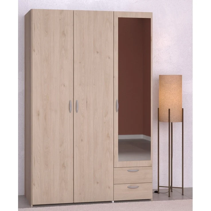 Daily 14 Kleiderschrank 3-türig Braun mit Spiegel 120x185x51 – Bild 5