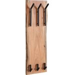 Wandgarderobe Akazie Massivholz Metall Hakenleiste 2-reihig 35,5x100x11cm