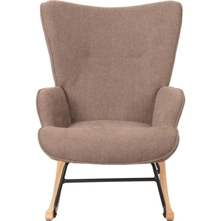 Schaukelstuhl HWC-N14, Schwingstuhl Relaxsessel Fernsehsessel, Massiv-Holz Metall Stoff/Textil 320g/m² ~ braun – Bild 7
