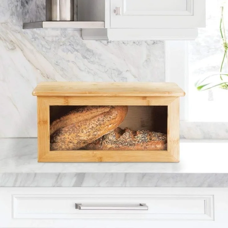 mDesign Brotkasten Brotbox Brotkorb Deckel Schneidebrett Sichtfenster Holz Braun – Bild 3