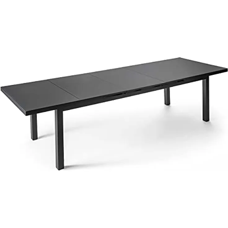 Oviala Ausziehbarer Gartentisch, Rechteckig, Grau, Metall, 100x76x320 cm, Platz für 8-12 Personen, Wetterfest und Pflegeleicht