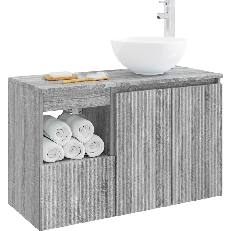 vidaXL Badezimmerschrank-Set 2 stk. Grau Sonoma 79,5 x 41 x 80 cm 3404040 – Bild 3