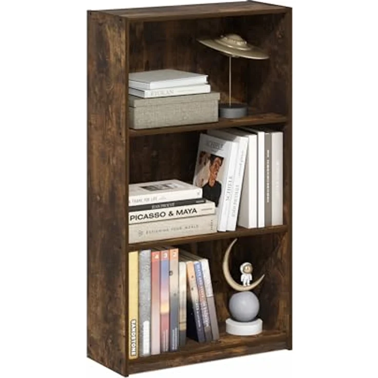 Furinno Basic 3-stufiges Bücherregal mit Aufbewahrungsregalen, Bernsteinkiefer – Bild 2