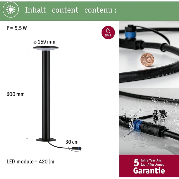 Paulmann 94750 Plug&Shine Pollerleuchte Zigbee Plate RGBW Anthrazit – Bild 4