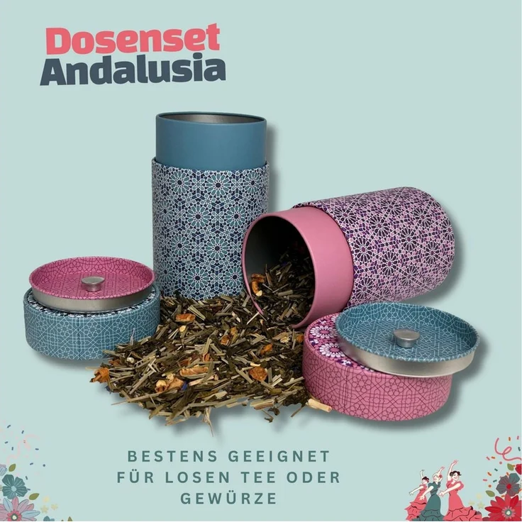 MediMuc Teedose 2er Set Andalusia, (Dose, 2er Dosenset), Teedose, Gewürzdose, Dose Set, Motivdose – Bild 3