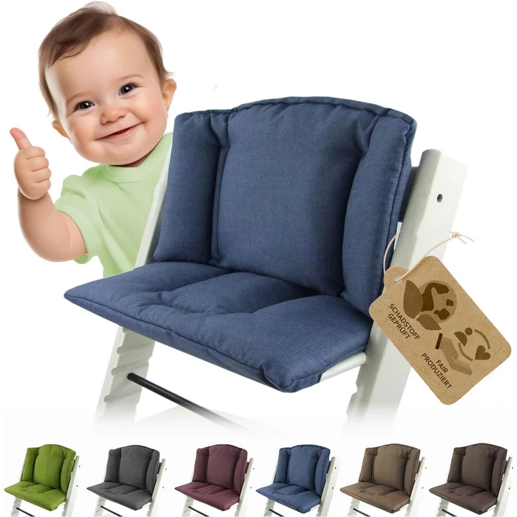 Ersatzbezug Sitzkissen kompatibel mit Stokke Tripp Trapp (blau meliert) | Bezug Kissen-Set Sitzverkleinerer, Mod. 1