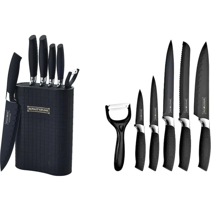 Messer Kochmesser Messerständer Messerset 7-tlg. Royalty Line schwarz RL-6MSTK