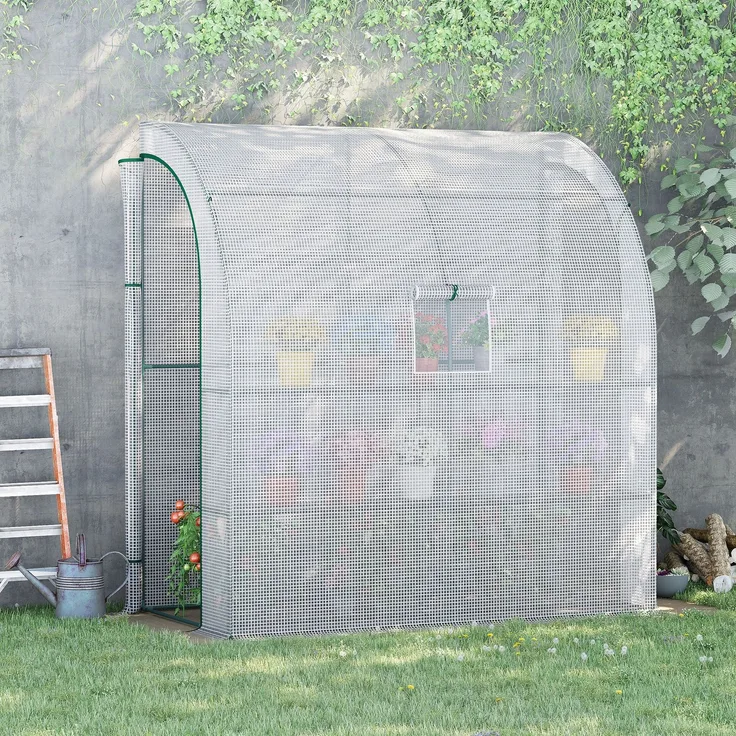 Wohnora-PE-Gartengewächshaus mit 3 Regalböden, Balkongewächshaus, verstärkte 140 g/m²-Folie, weißes Stahlgestell,H 2150cm x T 295cm x B 1000cm,Weiß