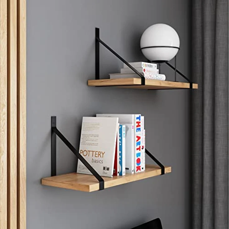 AKKE Wandregal, Hängeregal GINO modern mit schwarzen Befestigungen 2mm PVC LOFT – Bild 3