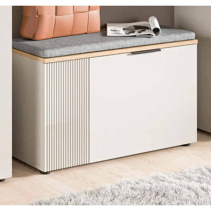 Inn. Furn Schuhbank Skid (Garderobenbank in Kaschmir Sand mit Eiche, 2-türig, 80x48 cm), mit viel Stauraum – Bild 3